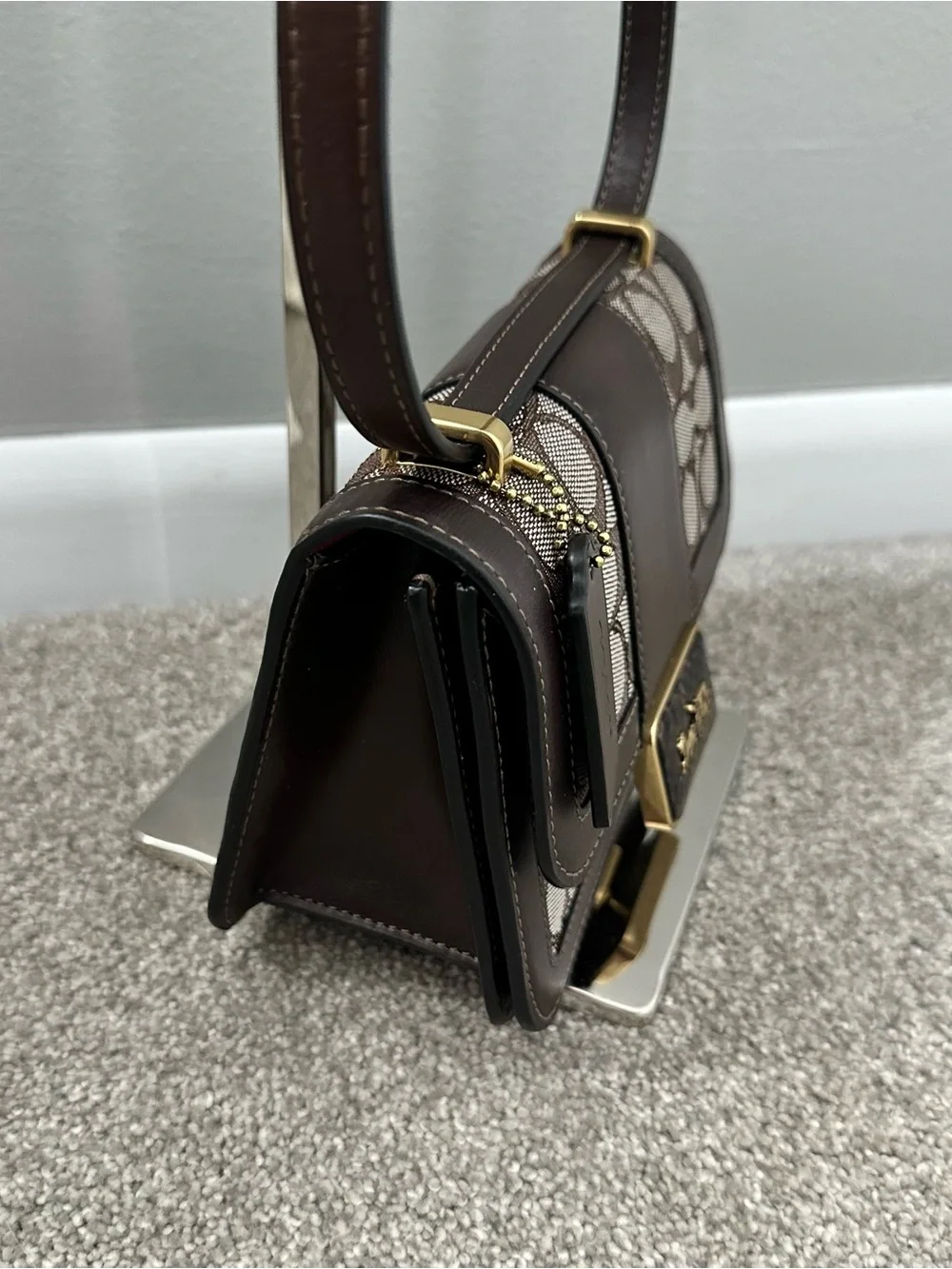 Coach Alie Shoulder Bag 18 In Signature Jacquard With Snakeskin Detail Women's